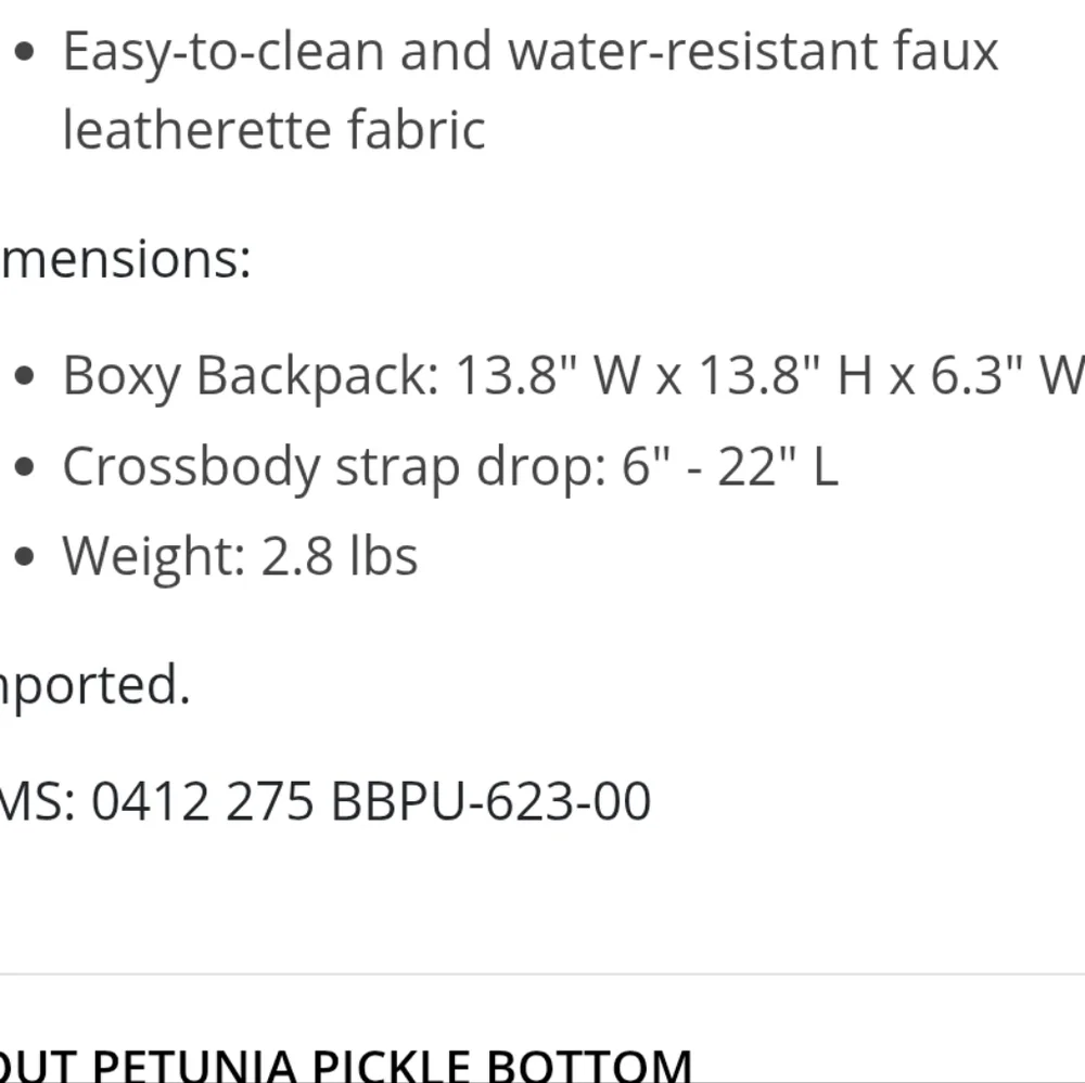 Petunia Pickle Bottom Boxy Backpack Diaper Bag Sand/Black
